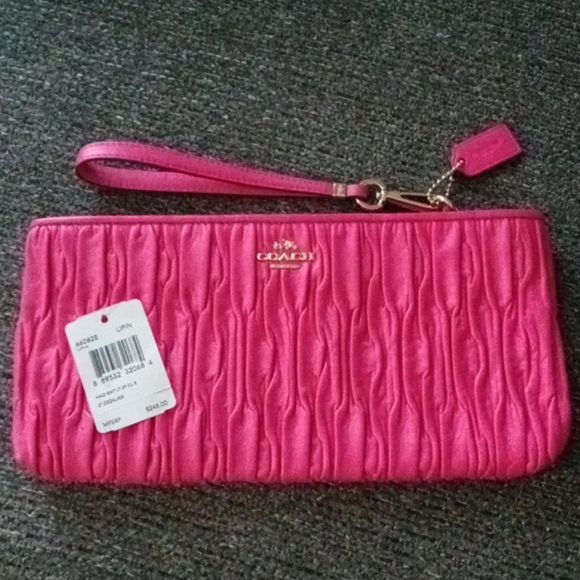 🆕 💕VTG/RARE Coach💕 - Luxe Leather Fuchsia Zip Clutch - Picture 11 of 11